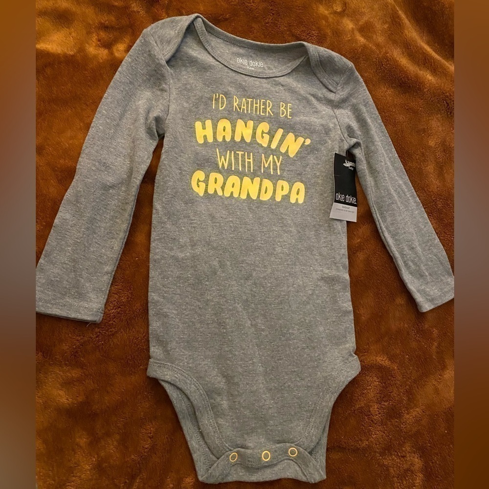 3/$15 SALE NWT OKIE DOKIE I’D RATHER BE HANGING WITH GRANDPA ONESIE SIZE 24M